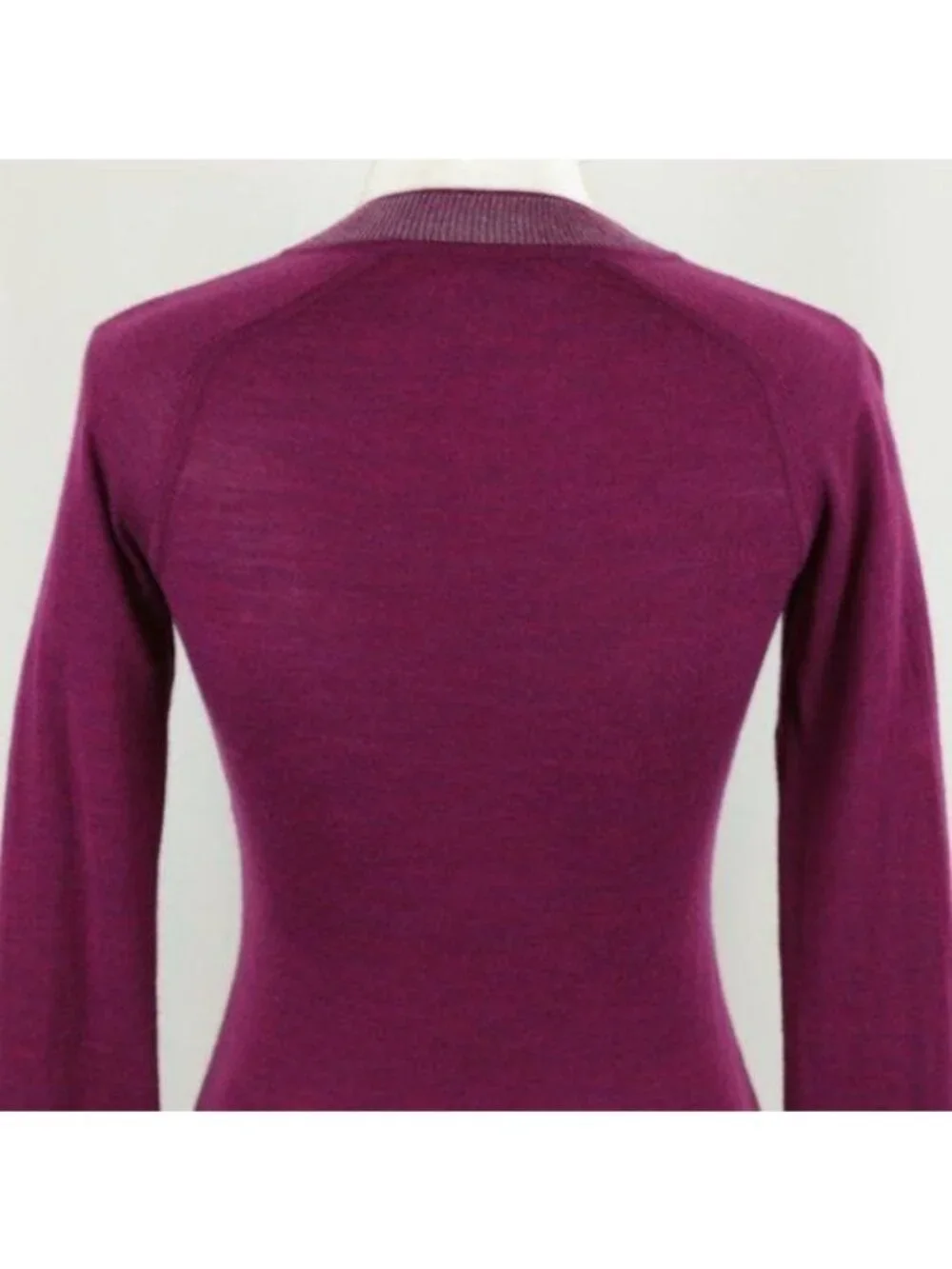 Rag & Bone Women's Extra Small Purple Gray Merino Wool V-Neck Tight Knit Sweater